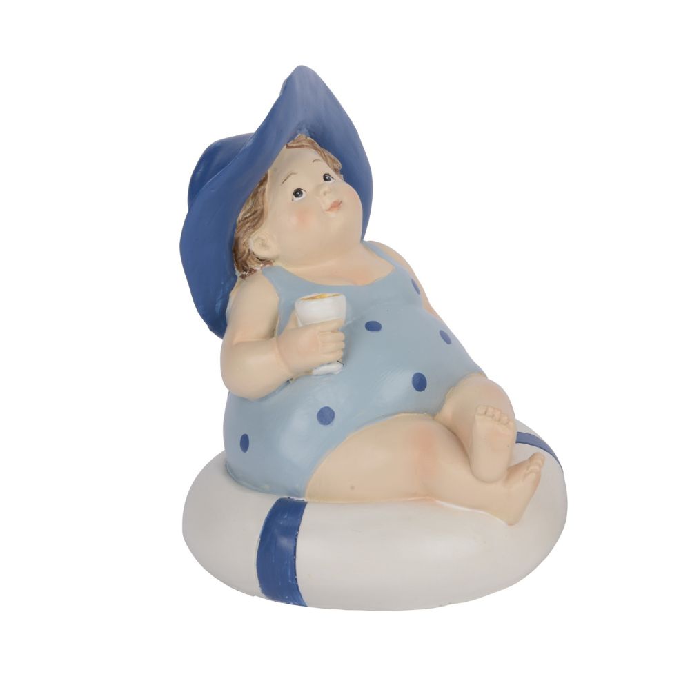 Decoris 14cm Polyresin Girl on Rubber Ring Ornament (Choice of 2)