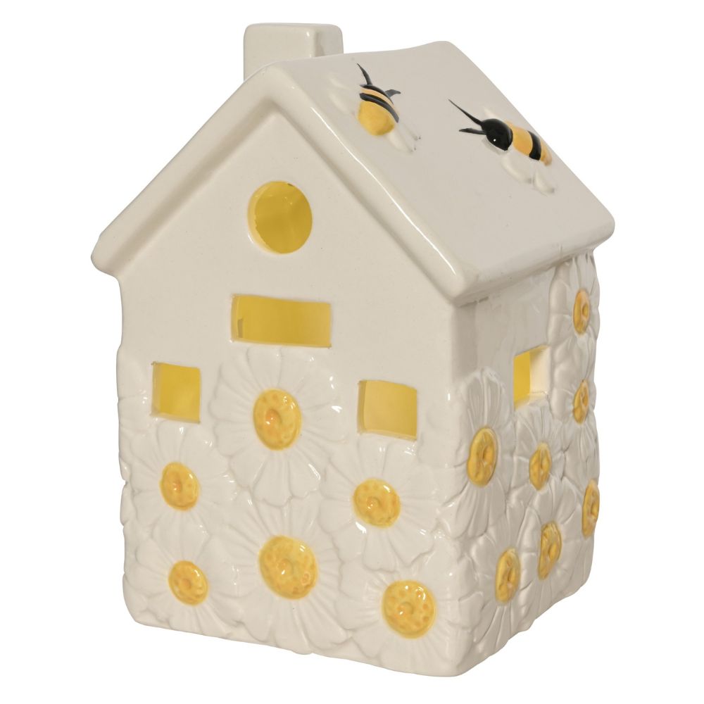Decoris 15cm Led Dolomite House with Daisies