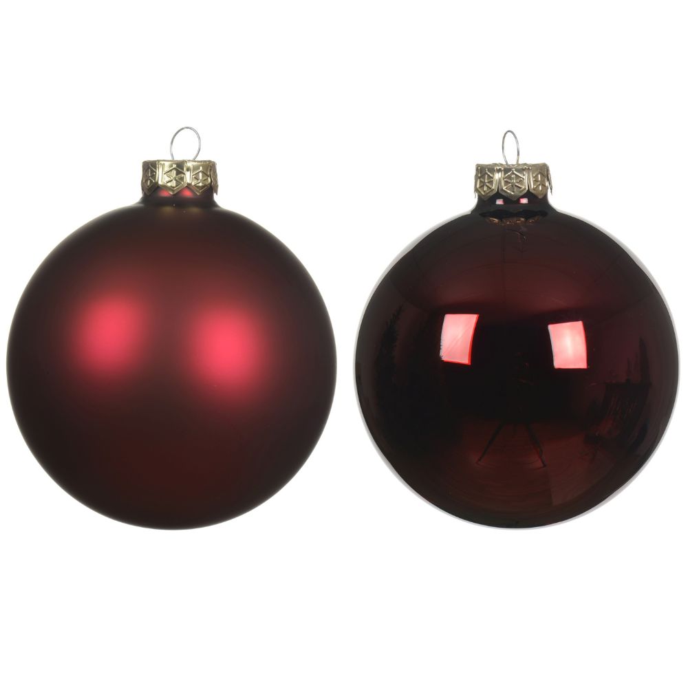 Decoris 2.5cm Oxblood Red Mini Glass Baubles (Pack of 24)