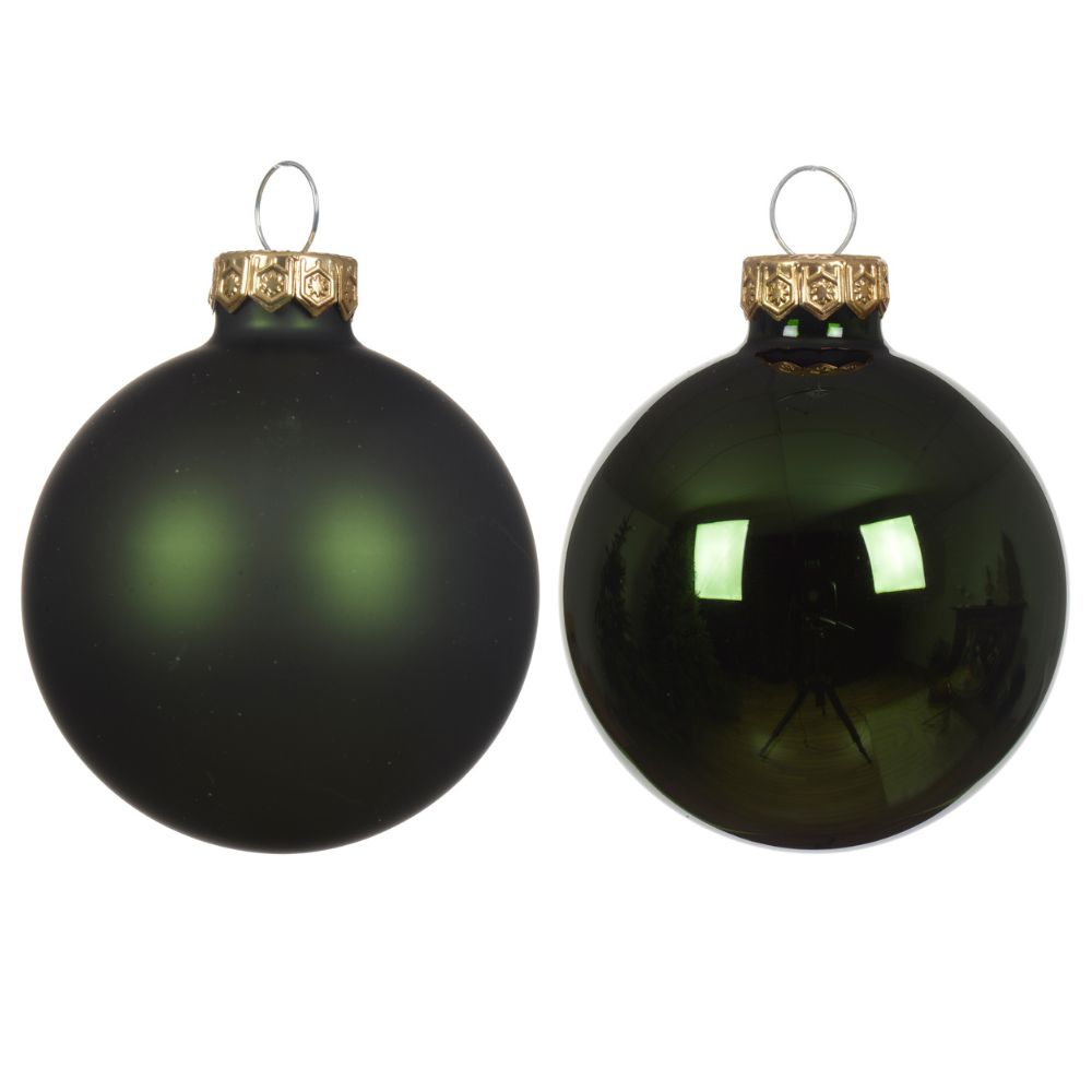 Decoris 2.5cm Pine Green Mini Glass Baubles (Pack of 24)