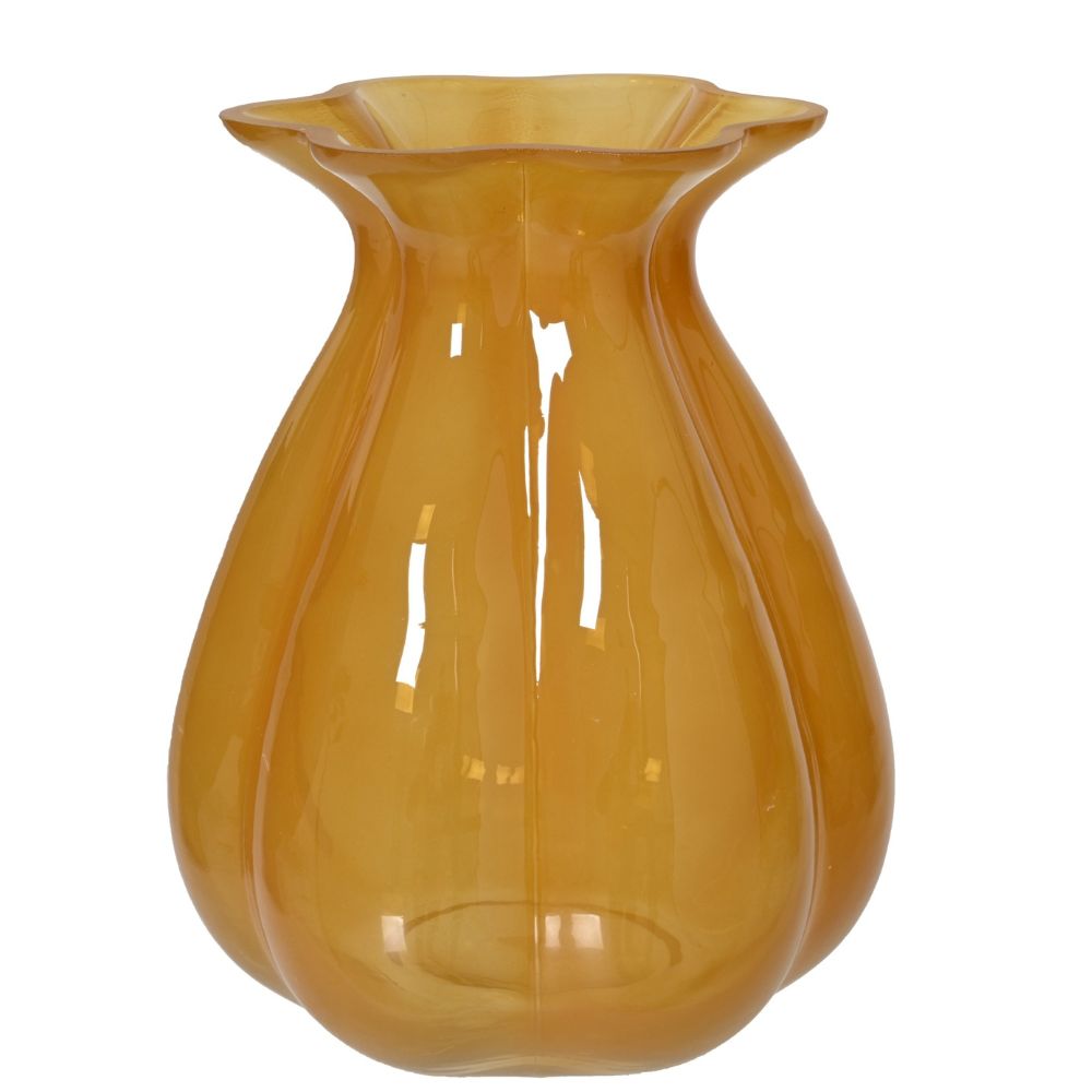Decoris 20cm Orange Glass Vase with Milky Finish