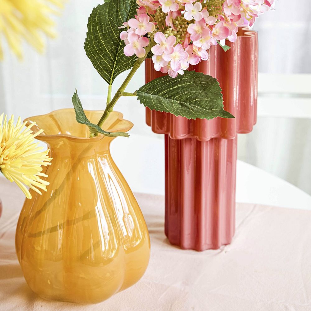 Decoris 20cm Orange Glass Vase with Milky Finish