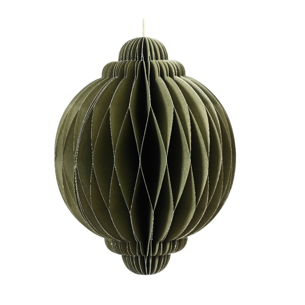 Decoris 20cm Paper Onion Shape Hanging Decoration - Green