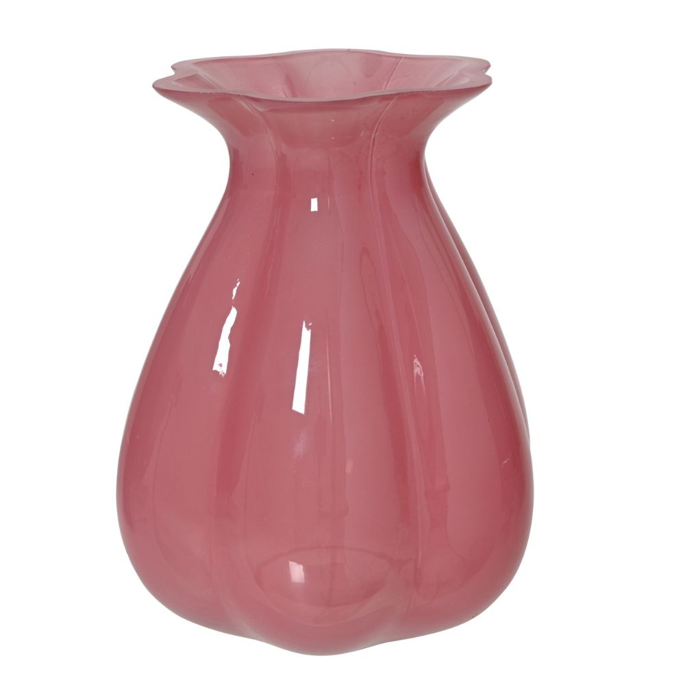 Decoris 20cm Pink Glass Vase with Milky Finish