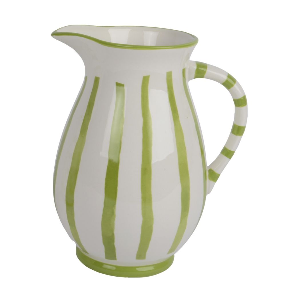 Decoris 21.8cm Dolomite Glazed Jug (Choice of 2) - Green/White