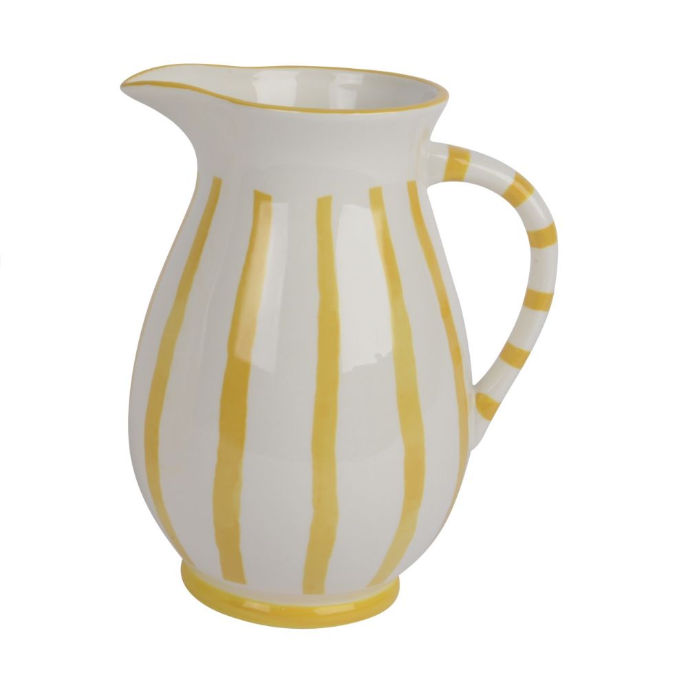 Decoris 21.8cm Dolomite Glazed Jug (Choice of 2) - Yellow/White