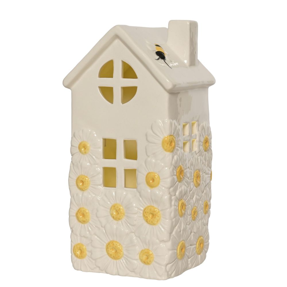 Decoris 22cm Led Dolomite House with Daisies