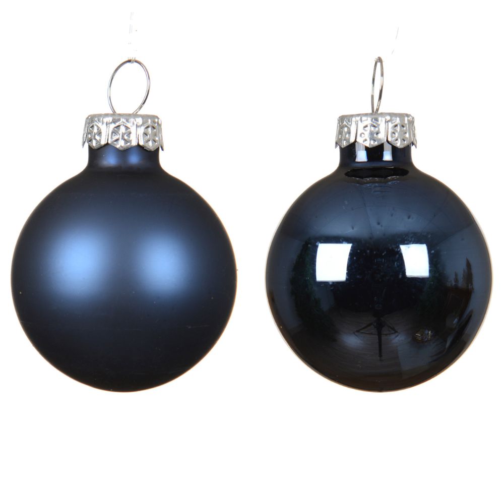 Decoris 3.5cm Night Blue Assorted Bauble Mix (Pack Of 16)