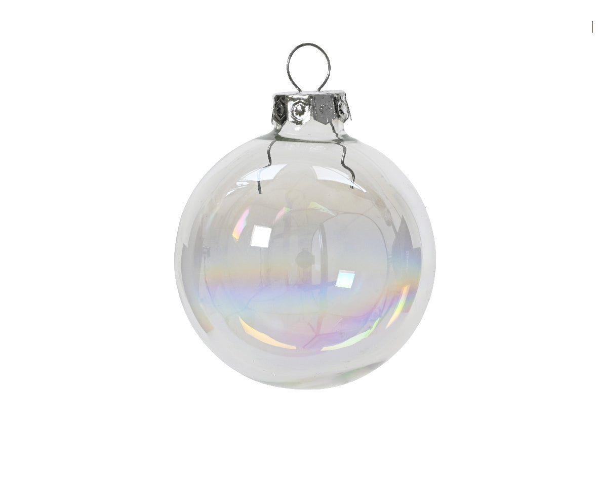 Decoris 3.5cm Transparent Iris Glass Baubles (Set of 16)