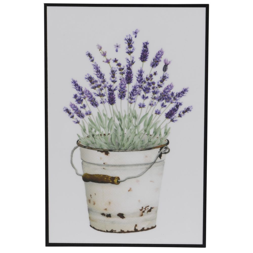Decoris 30cm Vertical Rectangle Lavender Wall Décor - Enamel Finish with Black MDF Frame (Choice of 3)