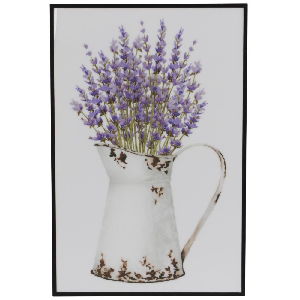 Decoris 30cm Vertical Rectangle Lavender Wall Décor - Enamel Finish with Black MDF Frame (Choice of 3)