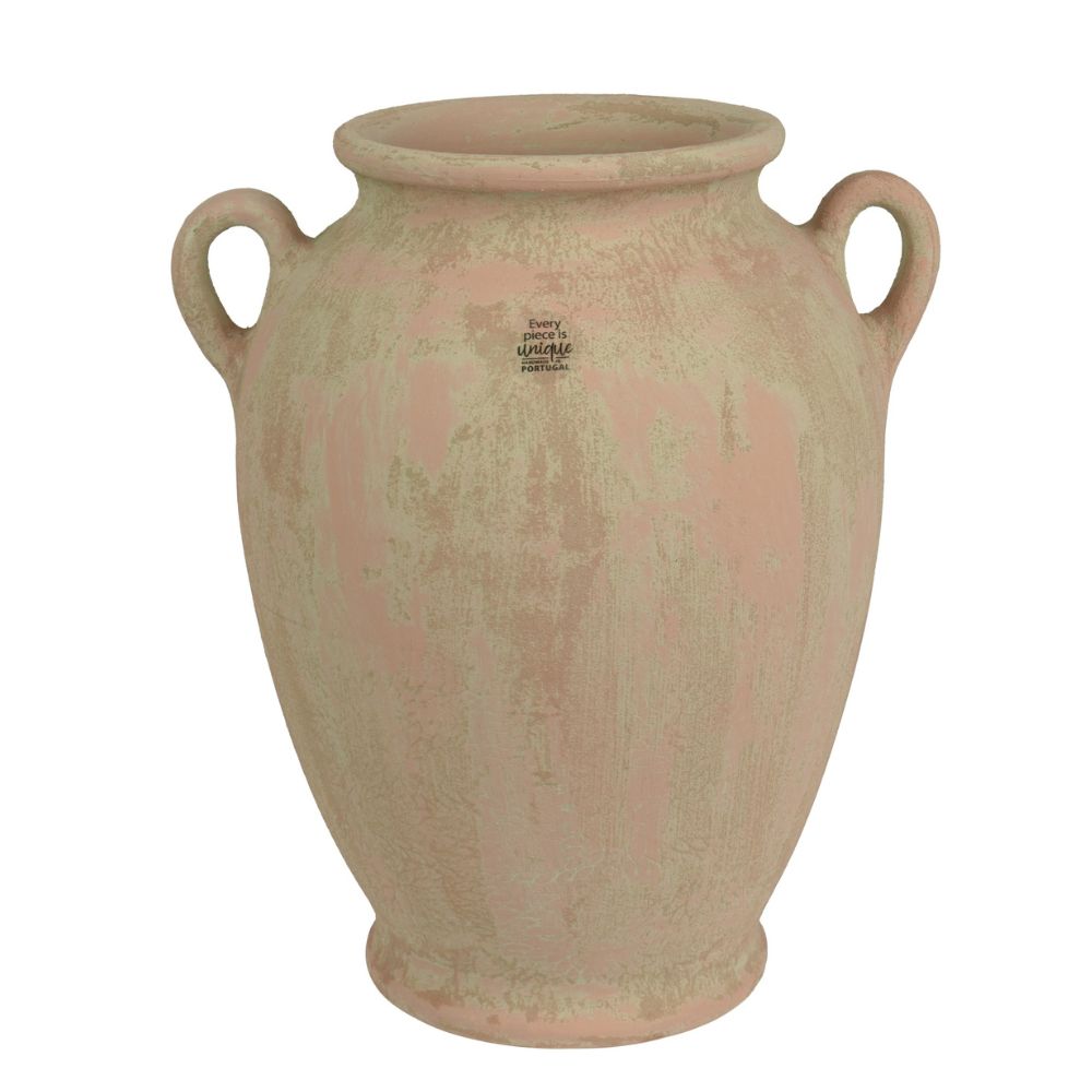 Decoris 37cm Indoor Round Matte Terracotta Jug with Flower Embossing