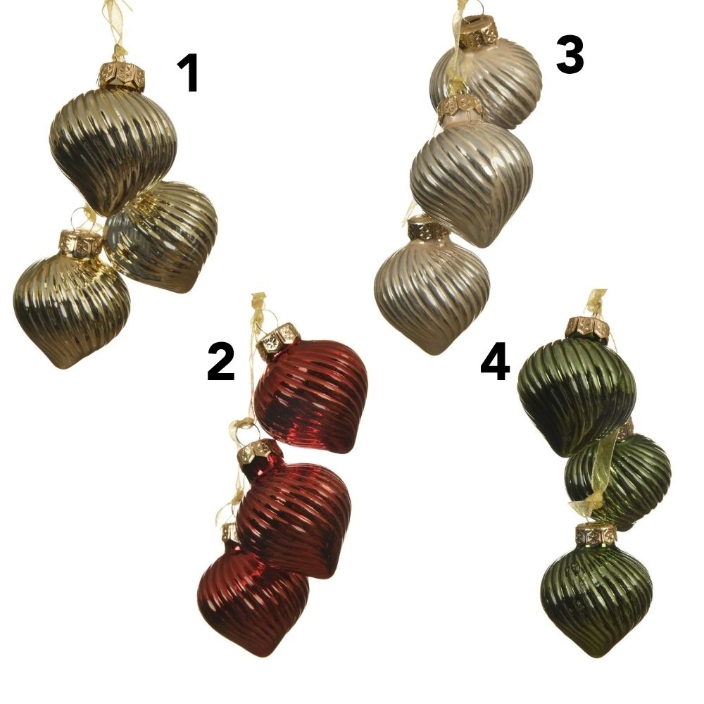 Decoris 4.3cm Glass Onion Bauble (Choice of 4)