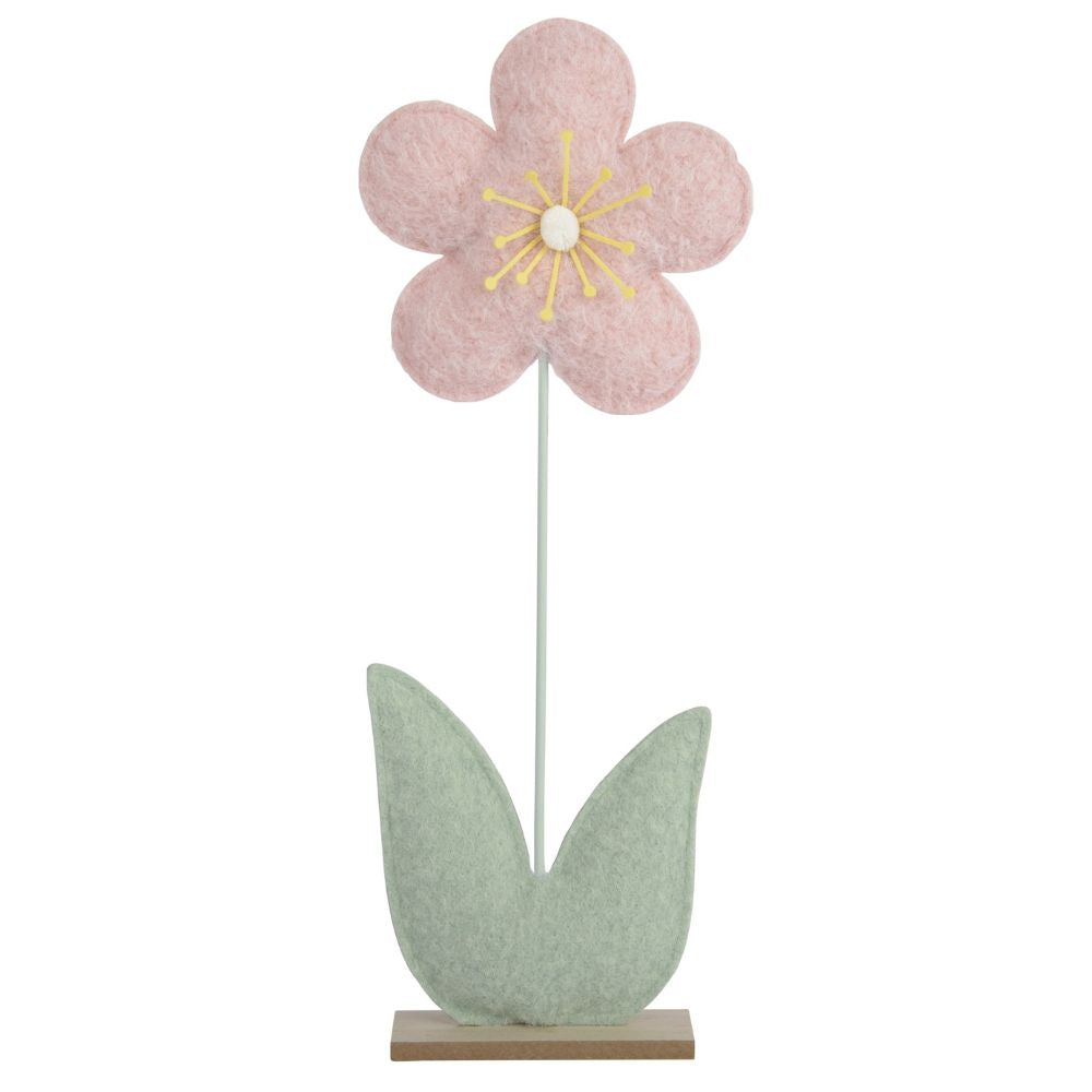 Decoris 60cm Polyester Pink Flower with MDF Base Decoration