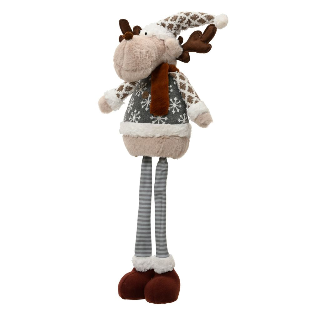Decoris 80cm Light Grey Standing Polyester Reindeer