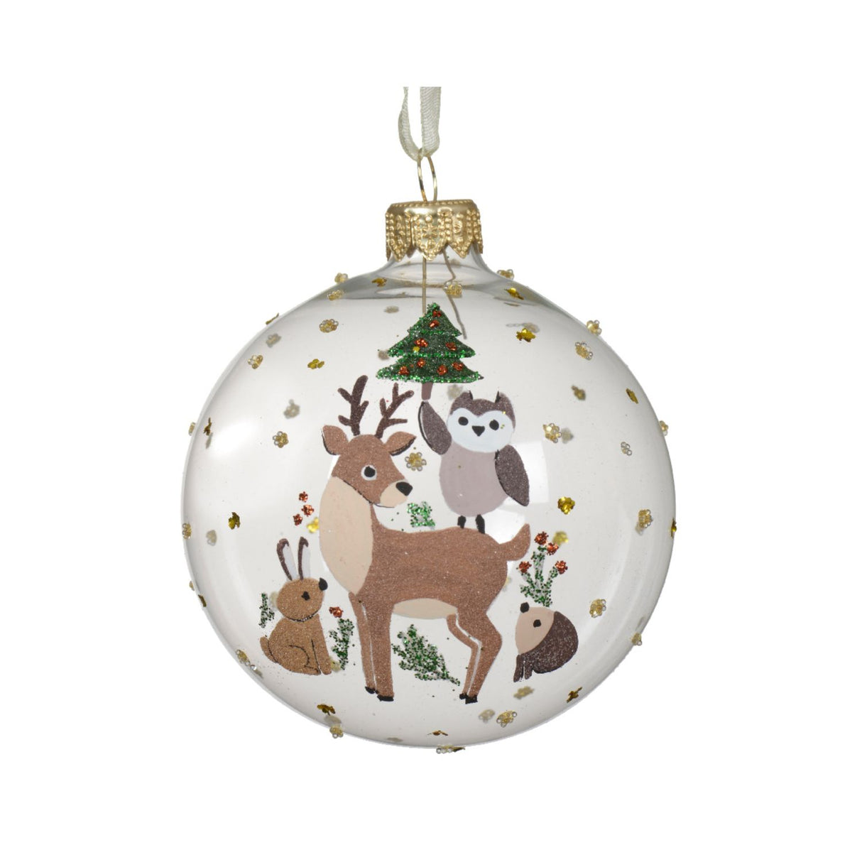 Decoris 8cm Transparent Animal Tree Glass Bauble