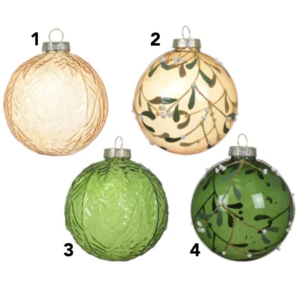 Decoris 8cm Transparent Glass Bauble (Choice of 4)