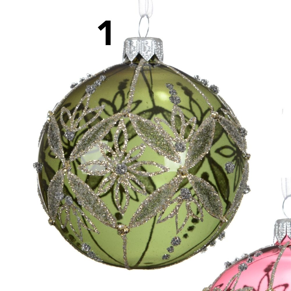 Decoris 8cm Transparent Silver Glitter Bauble (Choice of 3)