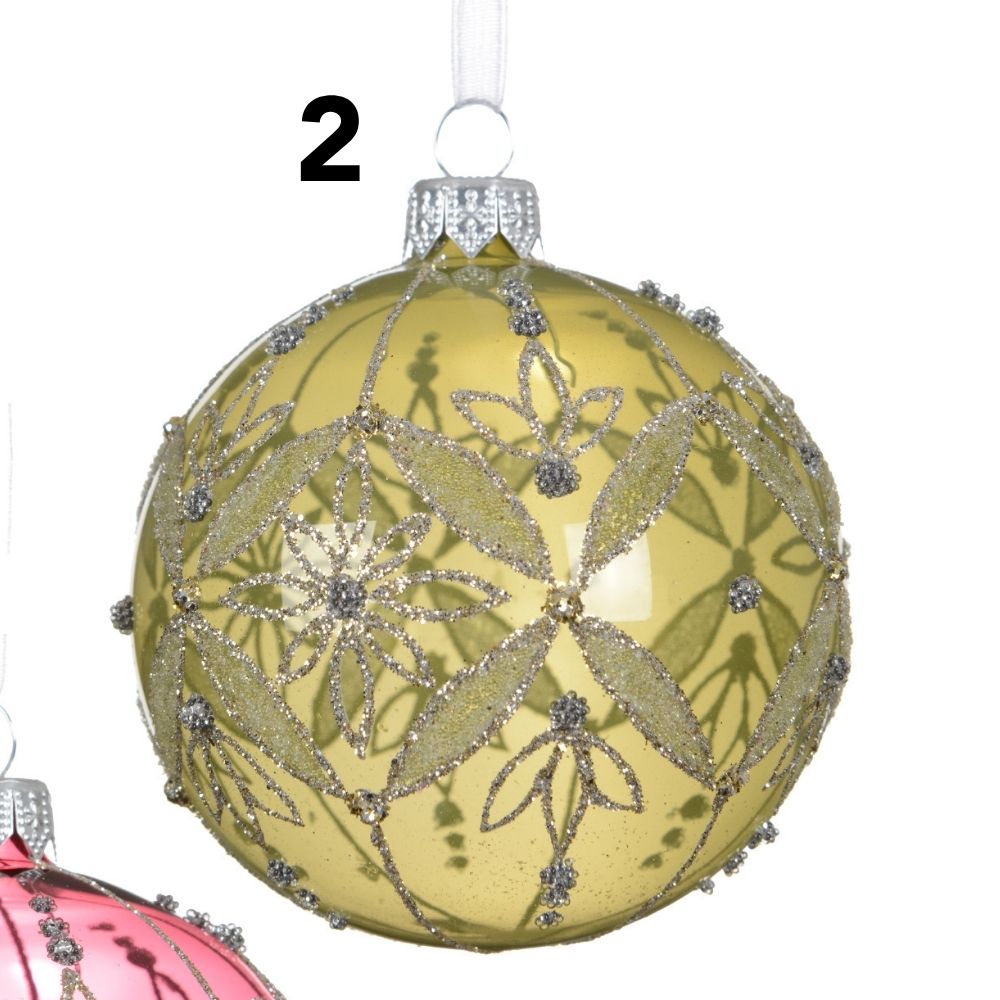 Decoris 8cm Transparent Silver Glitter Bauble (Choice of 3)