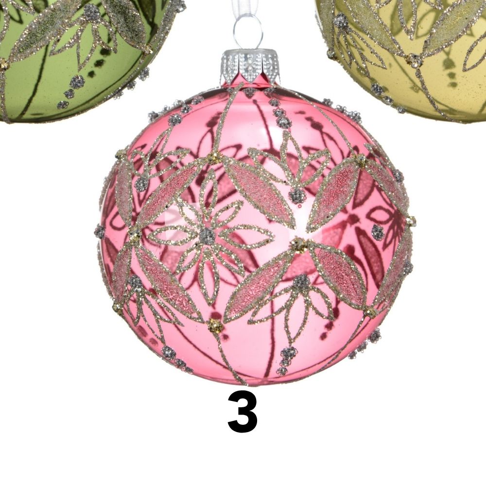 Decoris 8cm Transparent Silver Glitter Bauble (Choice of 3)