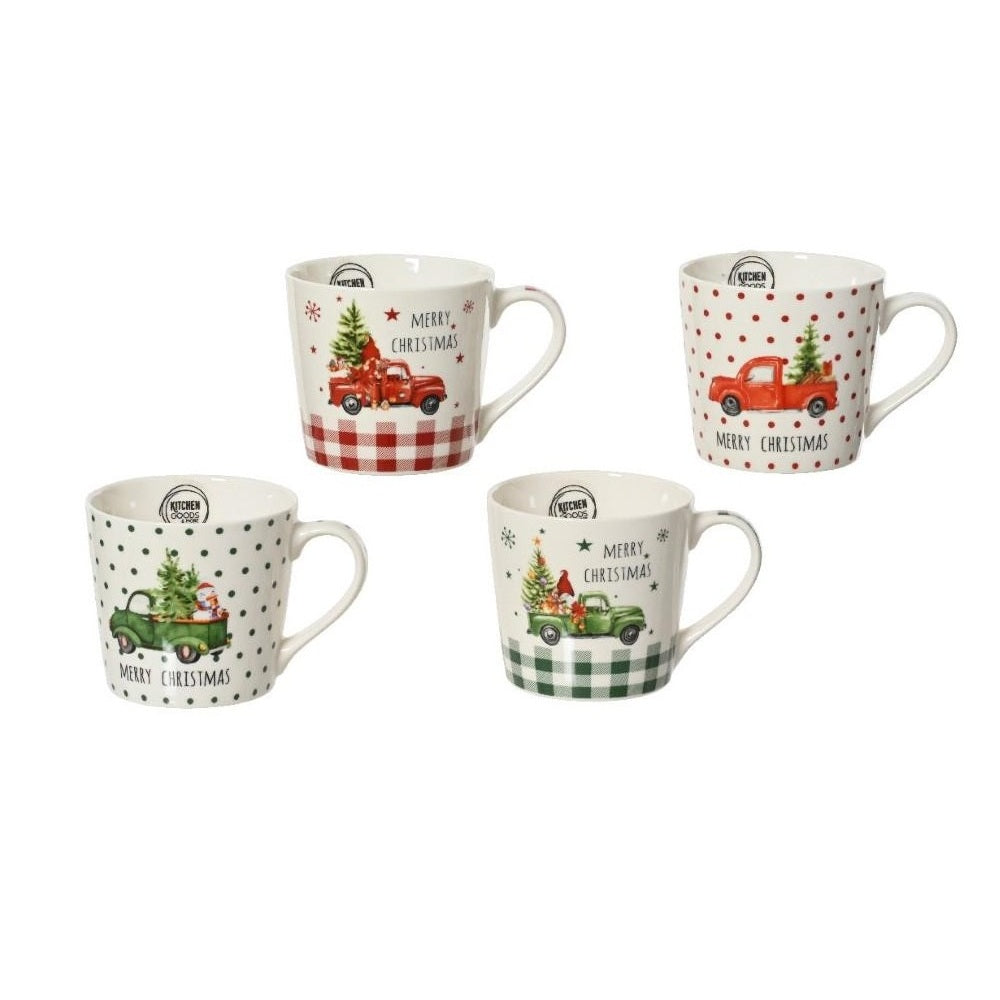 Decoris 9cm Christmas Truck Mugs Spots or Gingham (Choice of 4)