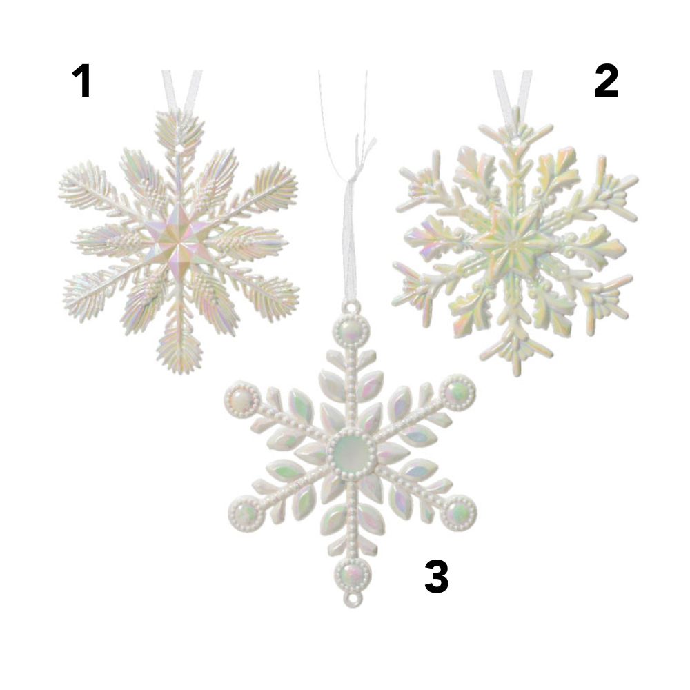 Decoris Acrylic Snowflakes - Iridescent - (Choice of 3)