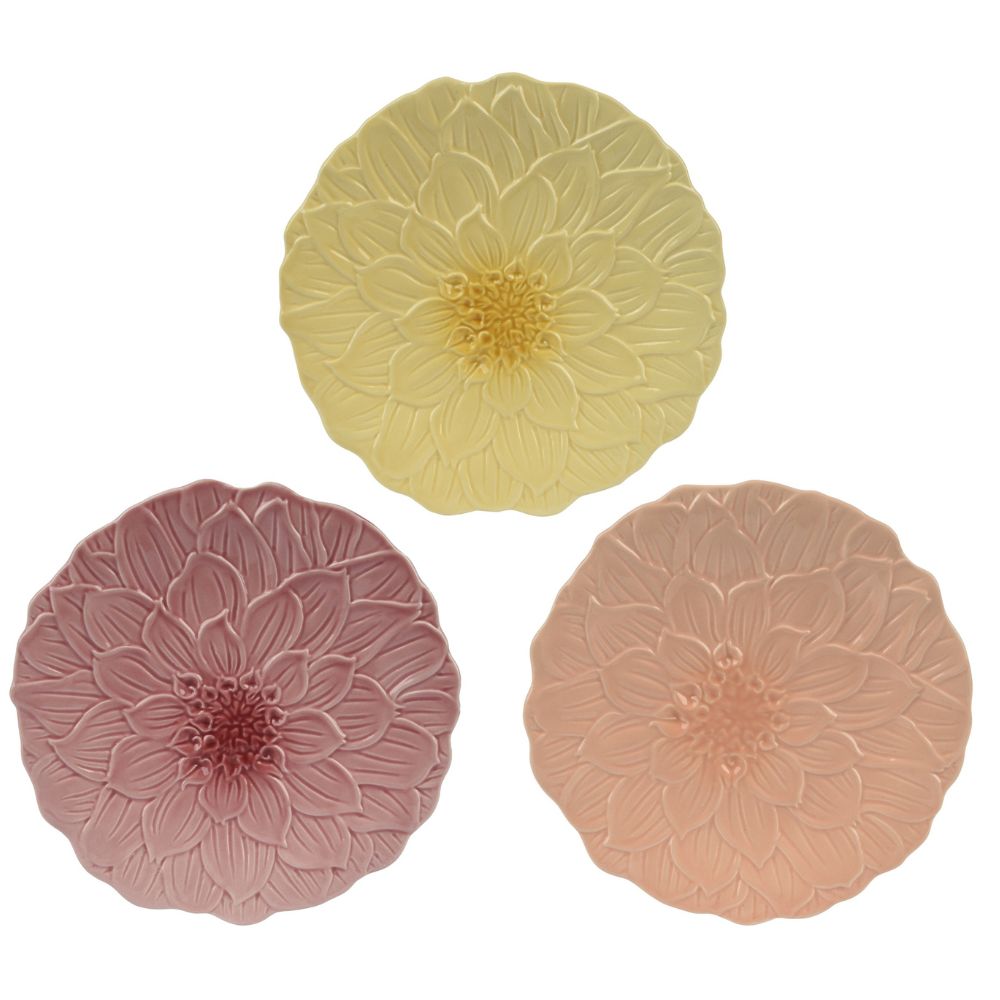 Decoris Dolomite Glossy Flower Breakfast Plate (Choice of 3 )