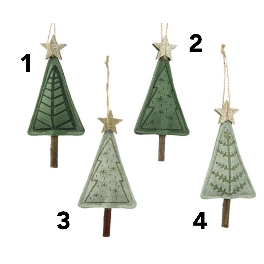 Decoris Felt Christmas Tree Hanging Decoration (Choice of 4)