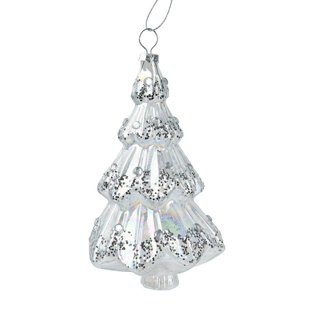 Decoris Glass Tree Hanging Decoration - Silver