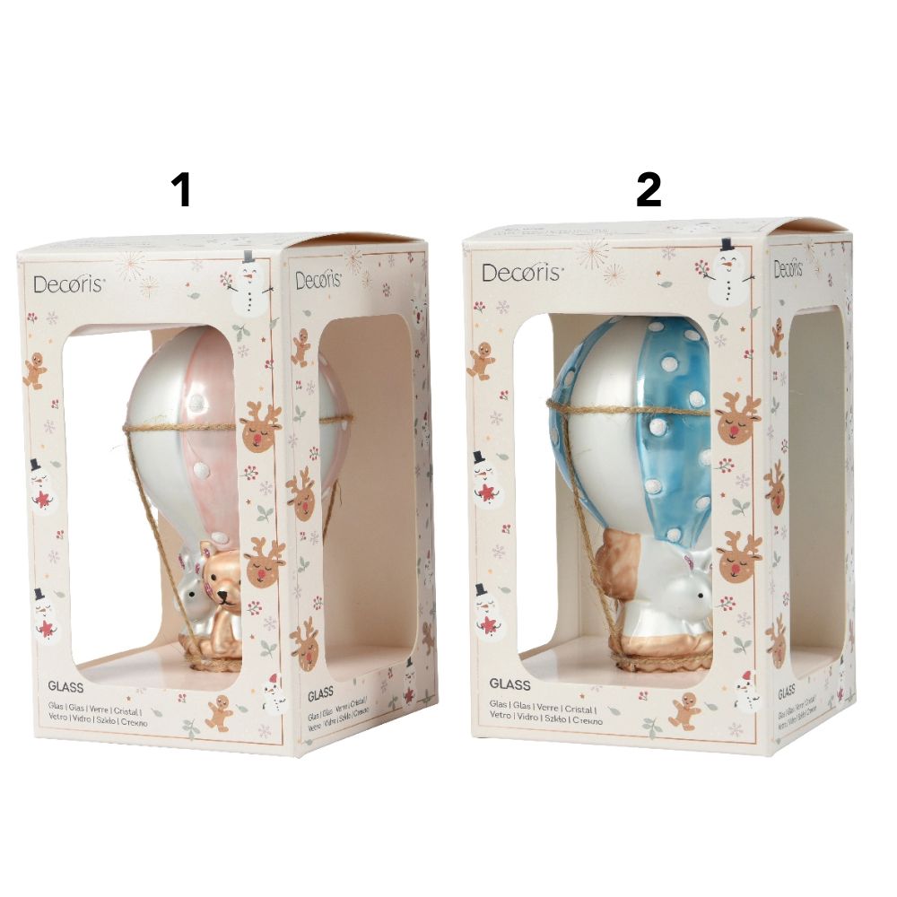 Decoris 12.5cm Glass Balloon Ornament (Choice of 2)