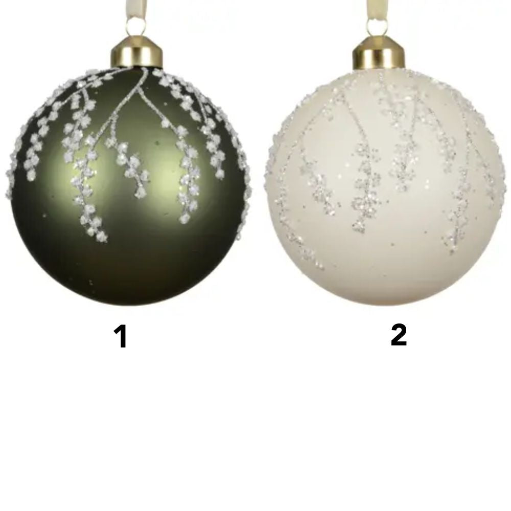 Decoris Glass Bauble with Glitter Branches (Choice Of Two)