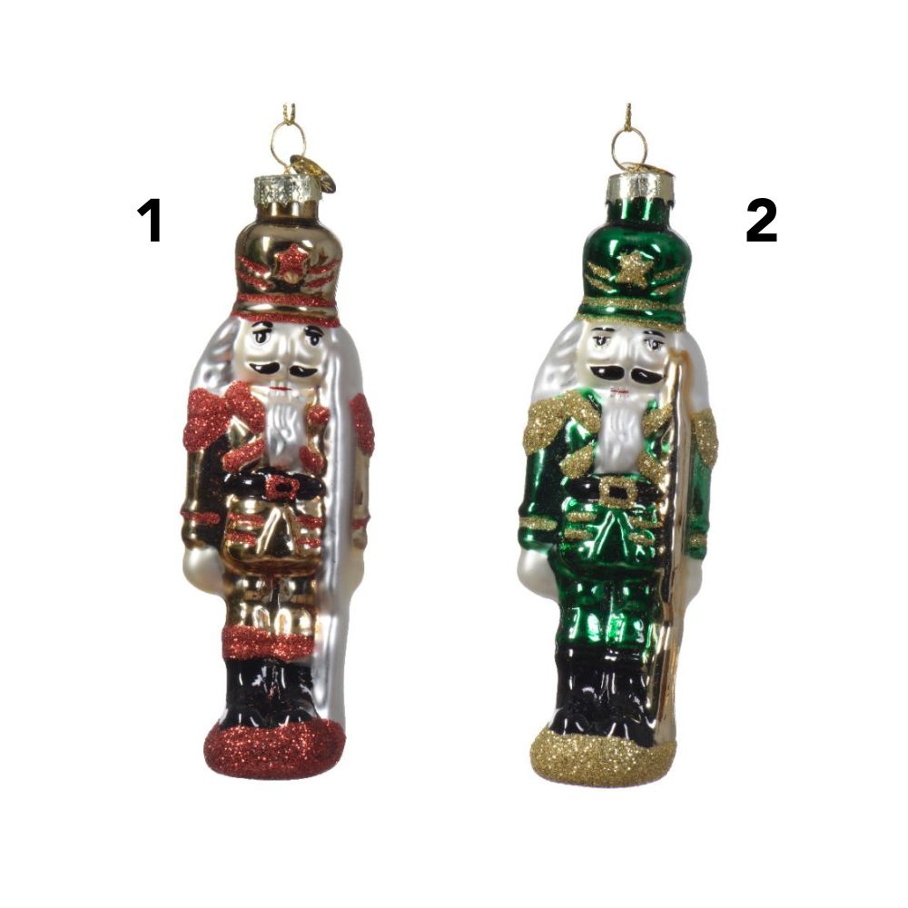 Decoris 12.7cm Glass Christmas Nutcracker (Choice of 2)