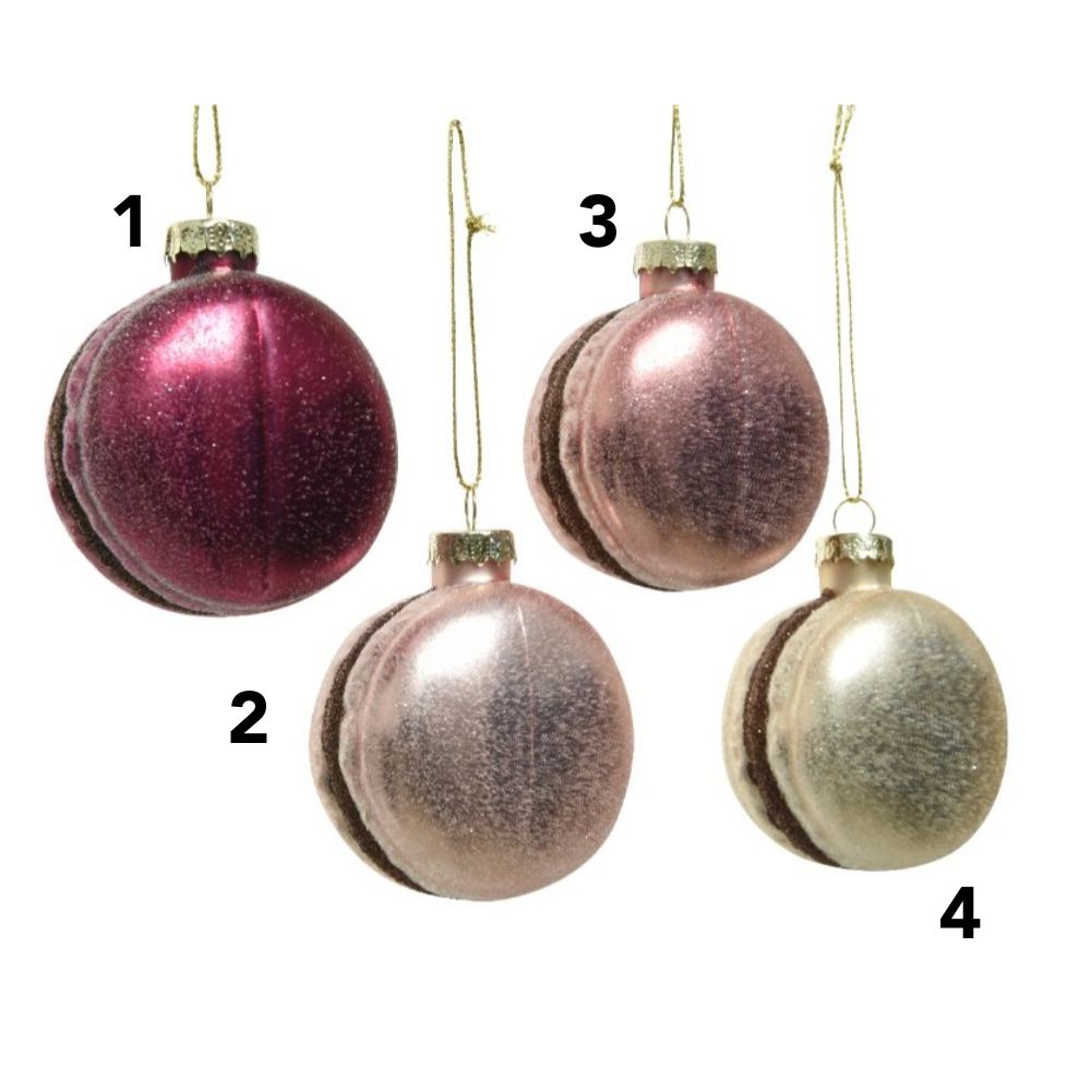 Decoris 6.5cm Glass Macaroon Bauble (Choice of 4)