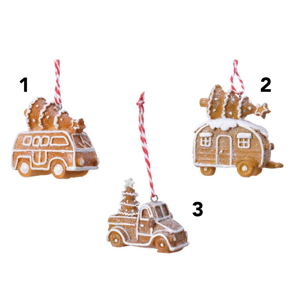 Decoris 8cm Hanging Gingerbread Vehicles (Choice of 3)