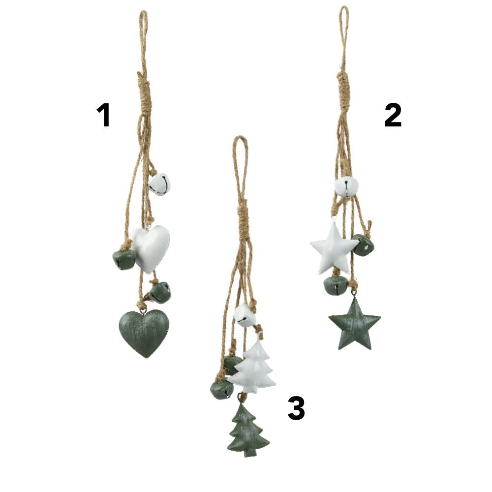 Decoris Metal Jingle Shapes Hanging Decoration - Green - (Choice of 3)
