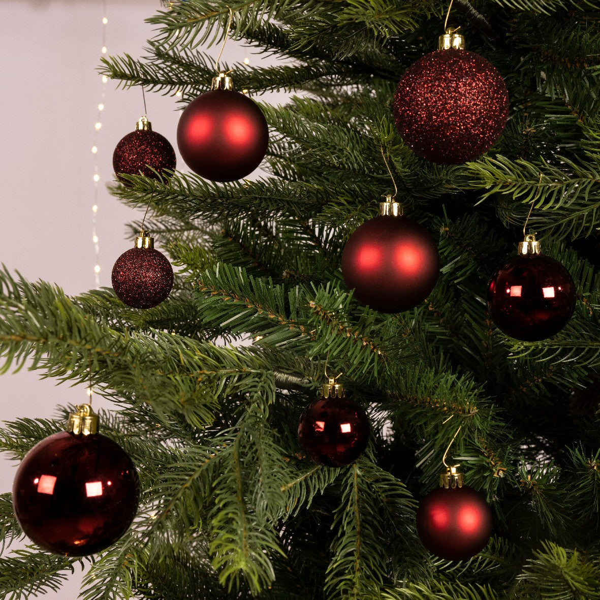 Decoris Oxblood Assorted Shatterproof Baubles (Set of 30)