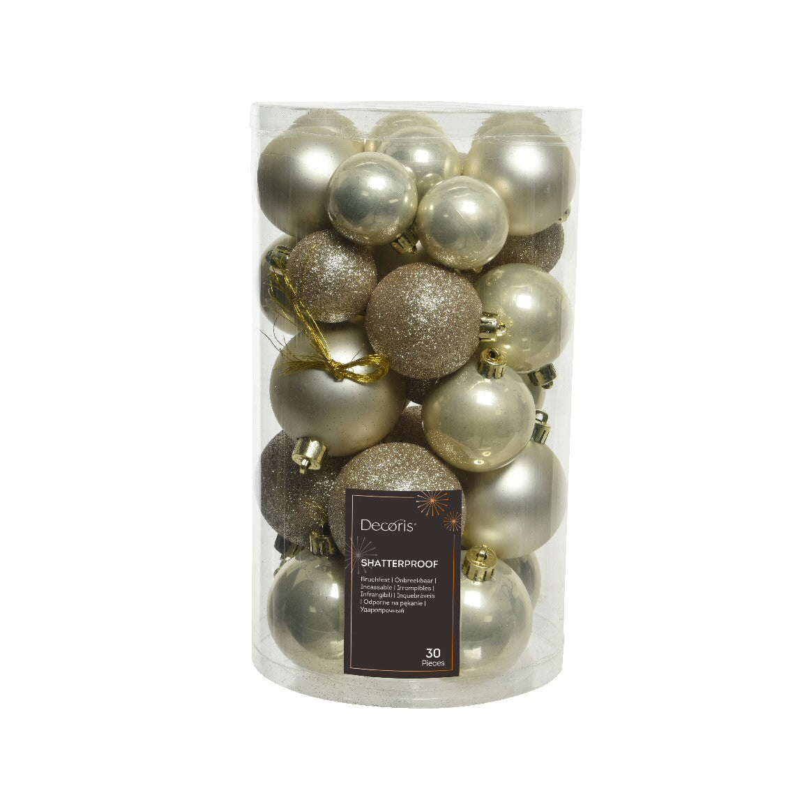 Decoris Pack of 30 Pearl Assorted Shatterproof Baubles