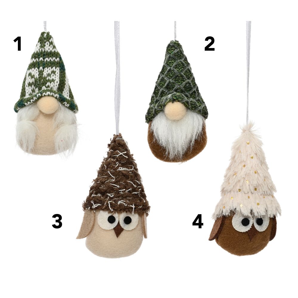 Decoris 10cm Plush Gonk & Owl Hanging Decoration (Choice of 4)