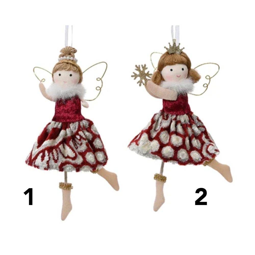 Decoris Polyester Angel with Iron Wing Hanging Decoration - (Choice of 2)