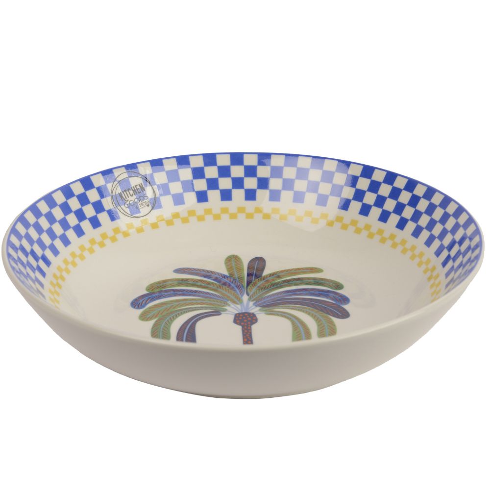 Decoris Porcelain Round Decal Palm Tree Bowl