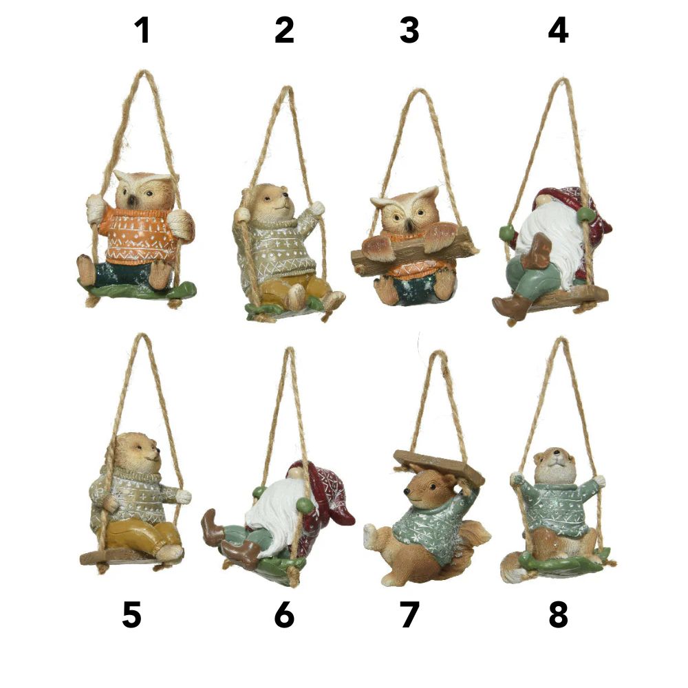 Decoris Resin Animal on Swing Hanging Decoration - (Choice of 8)