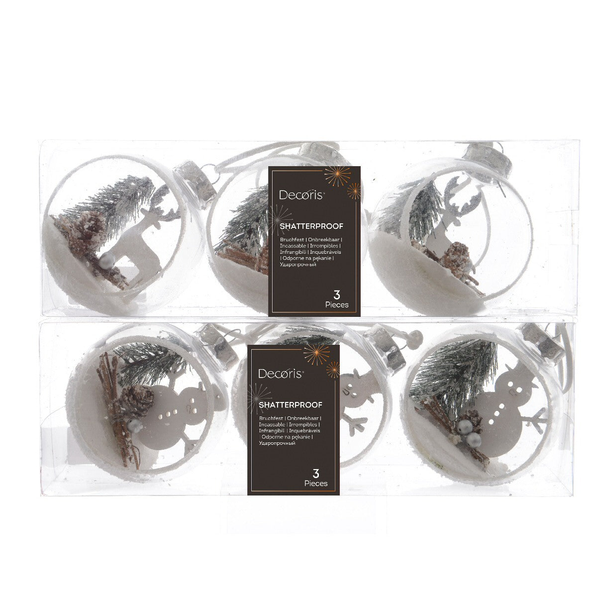 Decoris Set of 3 Christmas Scene Open Bauble (Choice of 2)