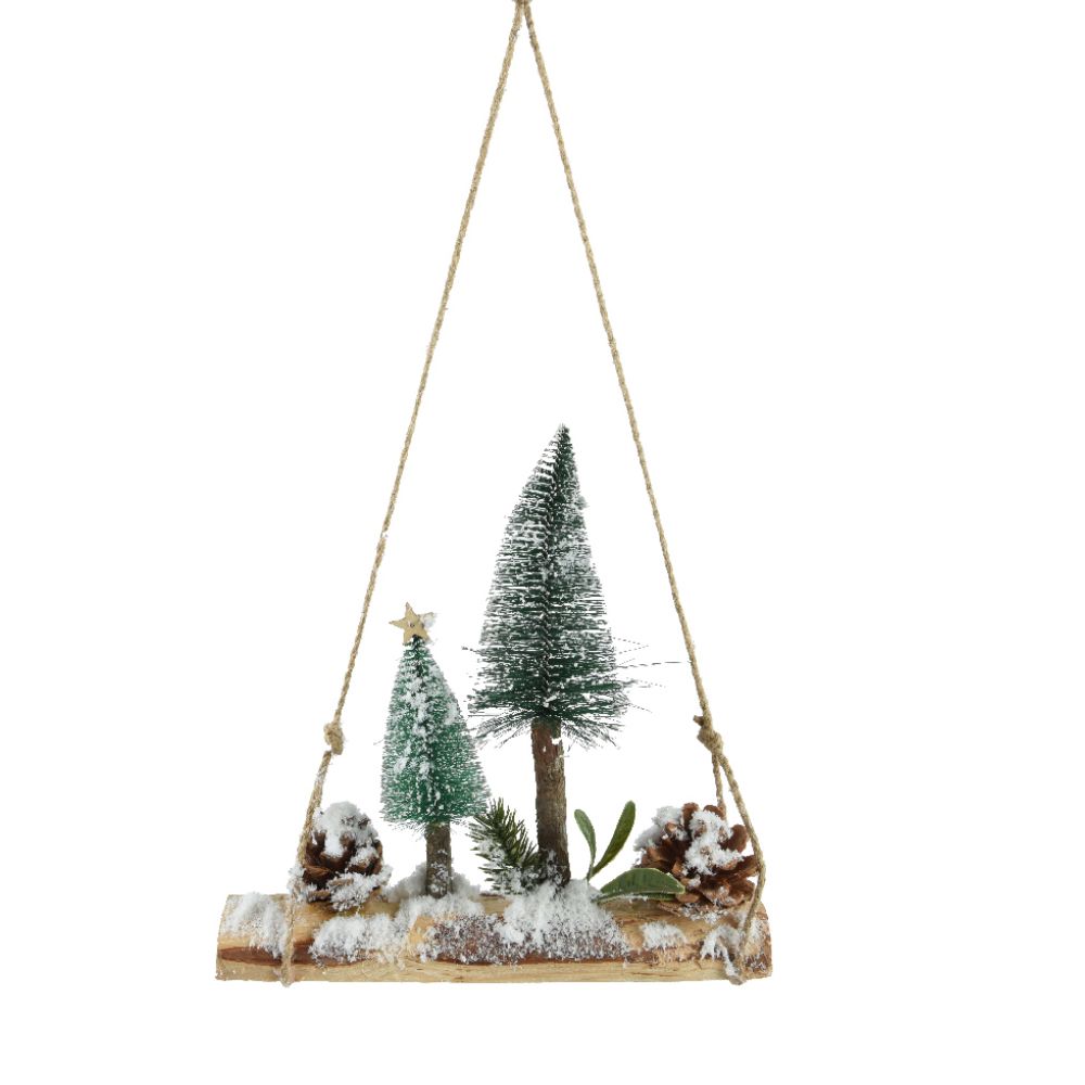 Decoris Xmas Scene Pinewood Swing Hanging Decoration
