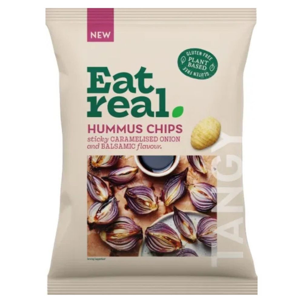 Eat Real 110g Hummus Caramelised Onion & Balsamic Vinegar Lentil Crisps