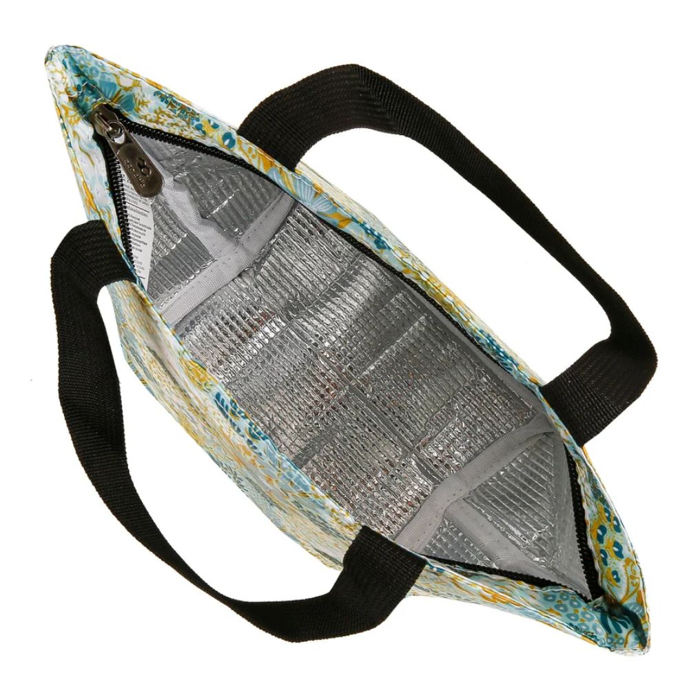 Eco Chic Lightweight Foldable Lunch Bag Mixed Flowers - Blue