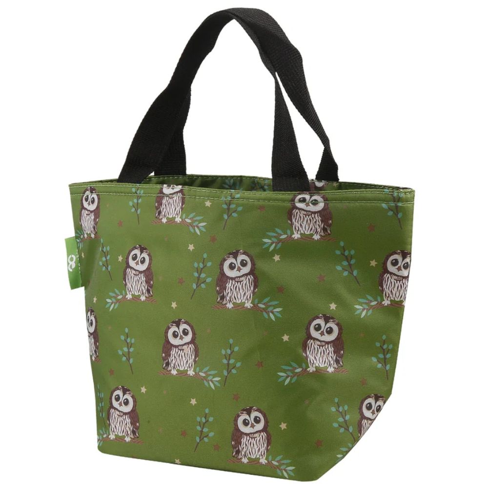 Eco Chic Lightweight Foldable Lunch Bag Tawny Owl - Green