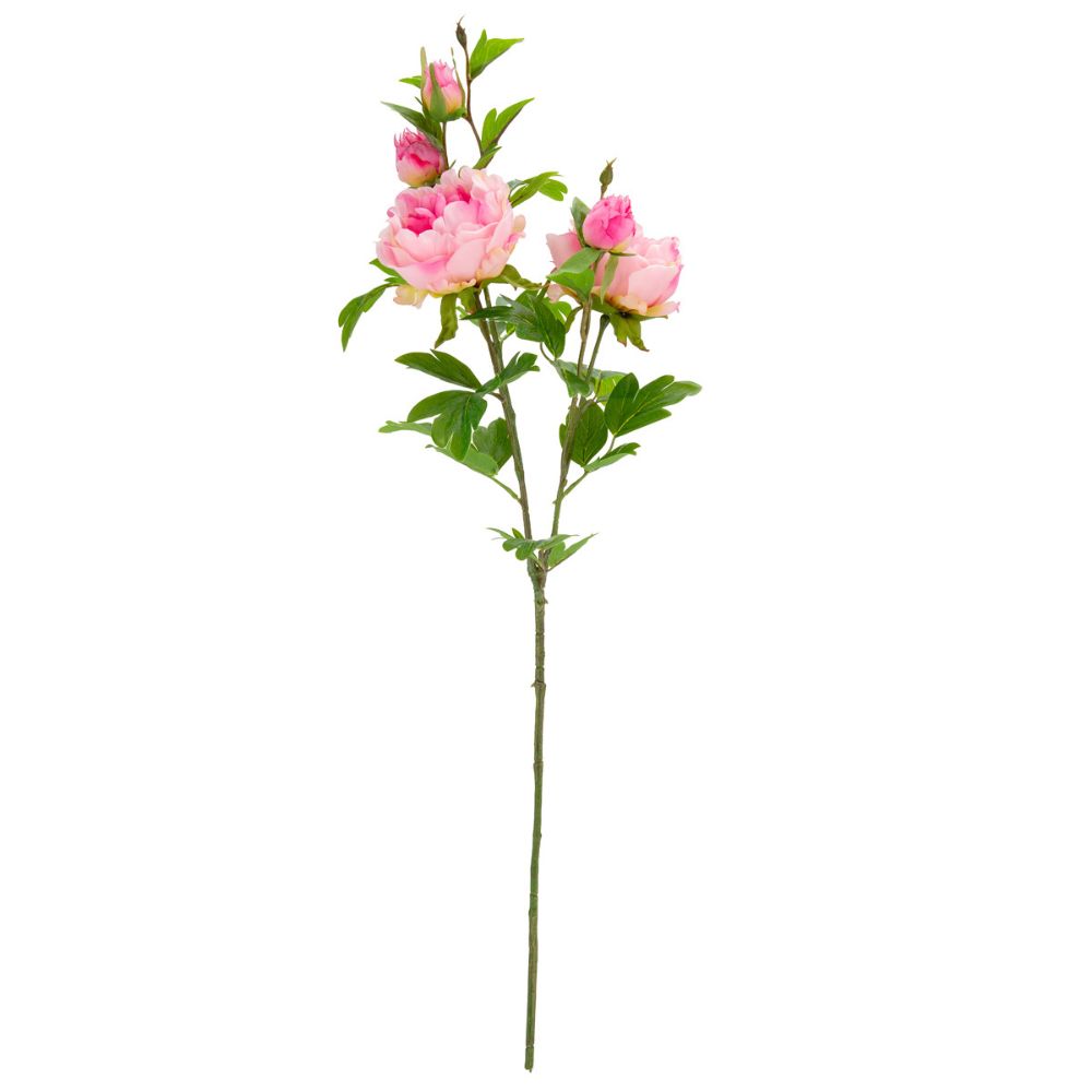 Eleganza Artificial 90cm Peony Spray with 5 Heads- Light Pink