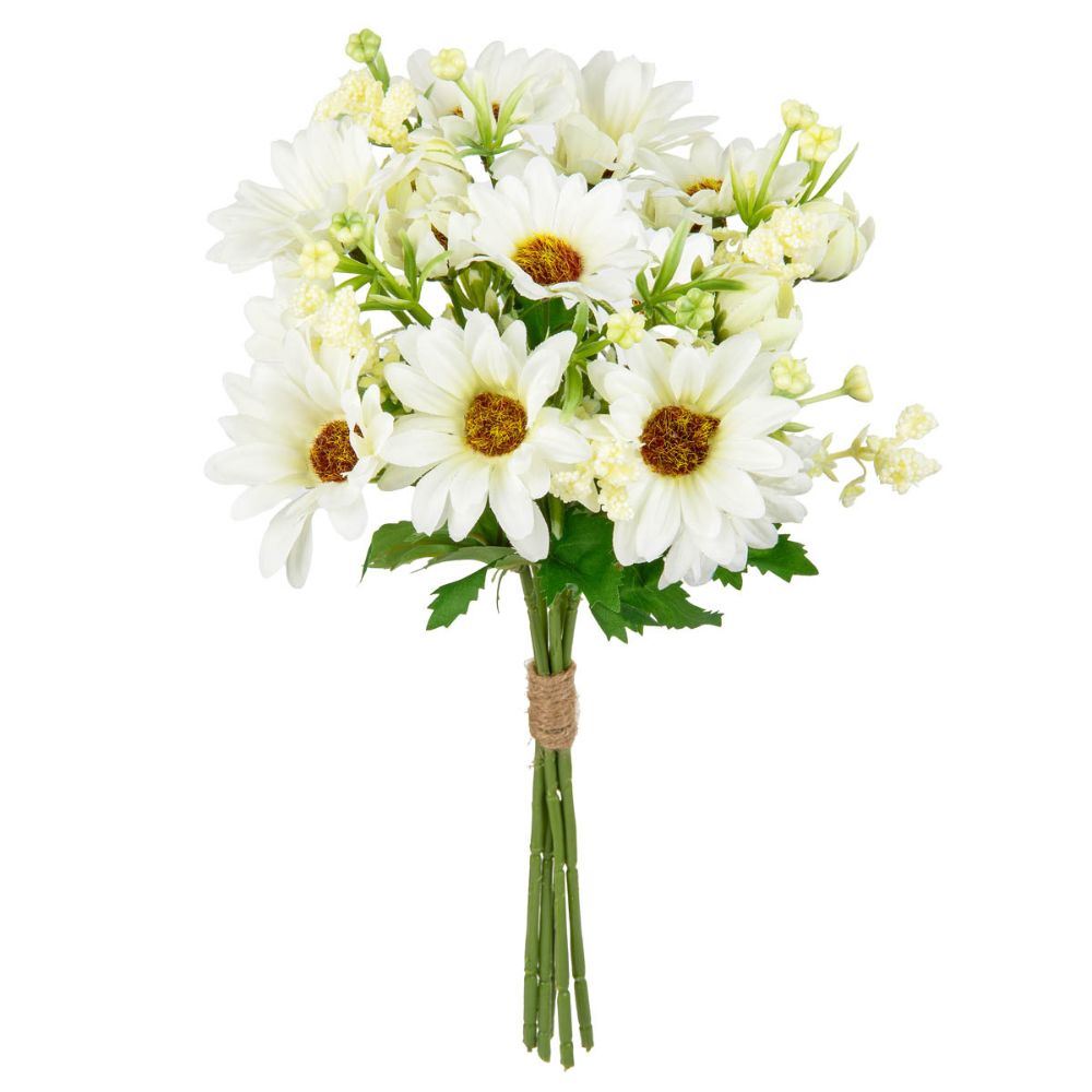 Eleganza Artificial Gerbera Daisy Mixed Bush- White