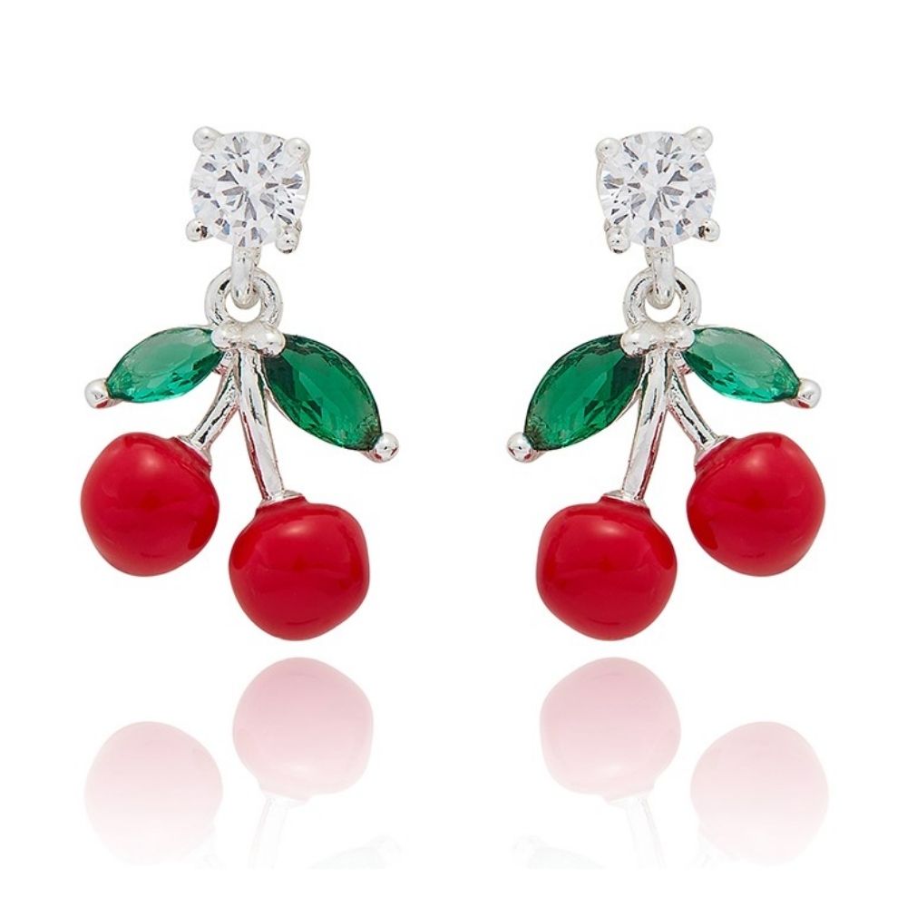 Equilibrium Juicy Gems Cherries Silver Plated Earrings