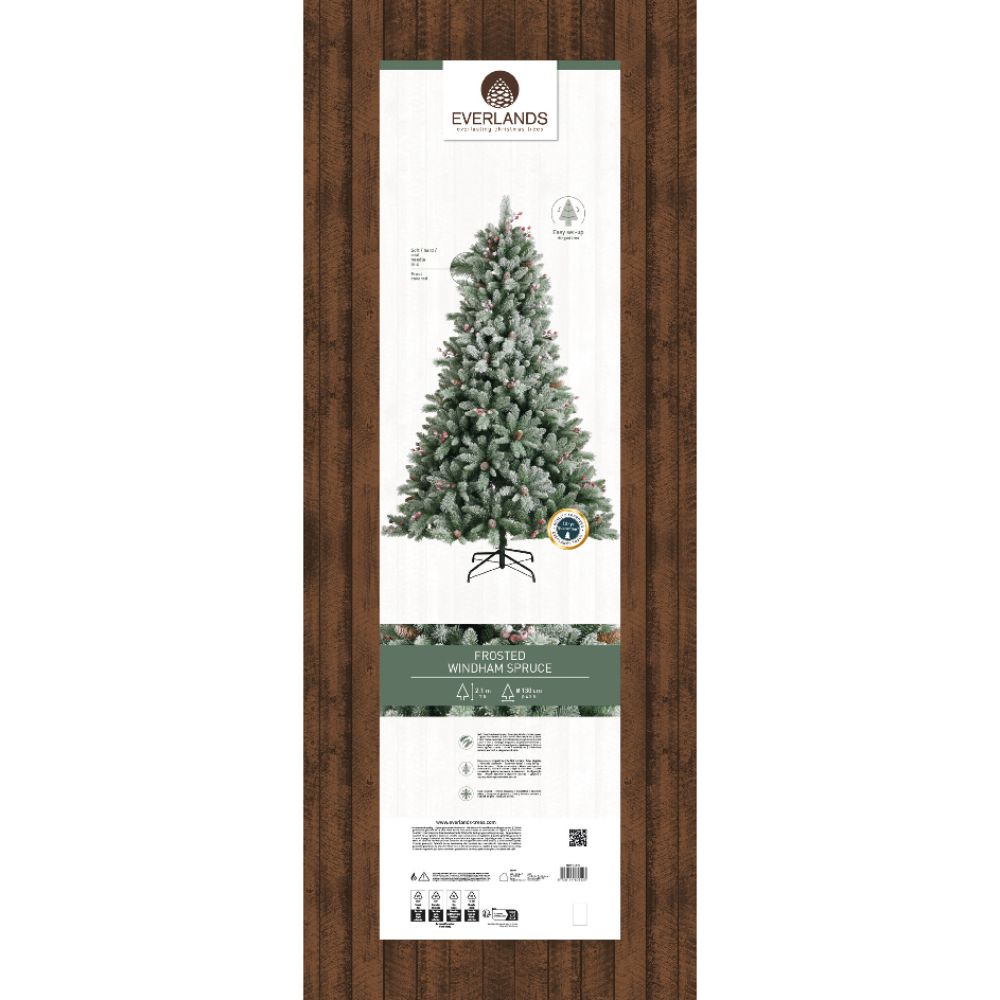 Everlands 2.1m (7ft) Windham Spruce Frosted Artificial Christmas Tree - 684497